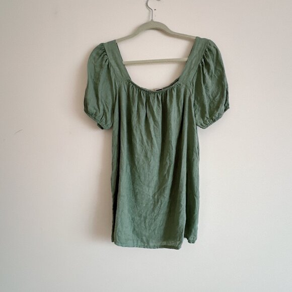 Saje Green Linen Short Sleeve Top - Picture 3 of 7
